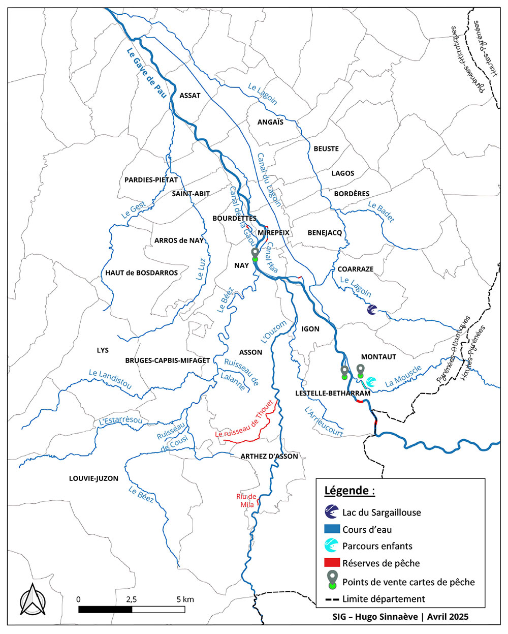Cartographie des parcours de pêche - AAPPMA La Batbielhe
